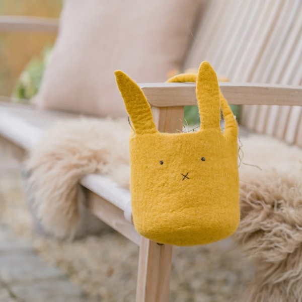 Filz Hasen-Korb in gelb