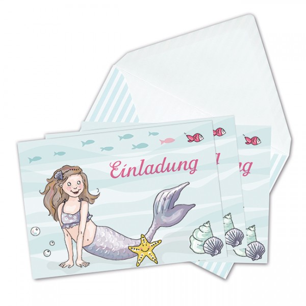 Einladungskarten Meerjungfrau Postkartenset
