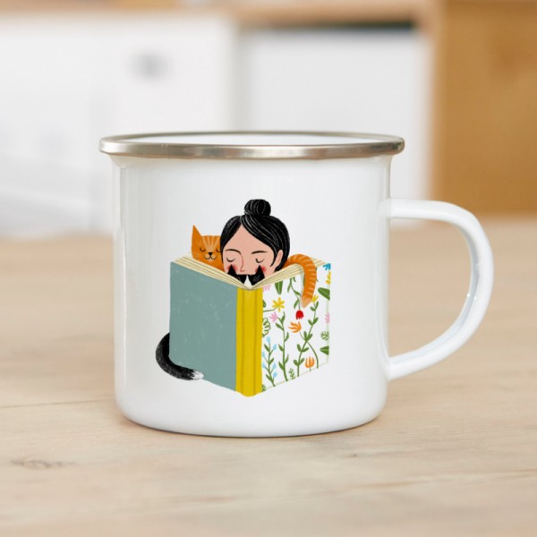 Emaille - Reisebecher Bücher Lady