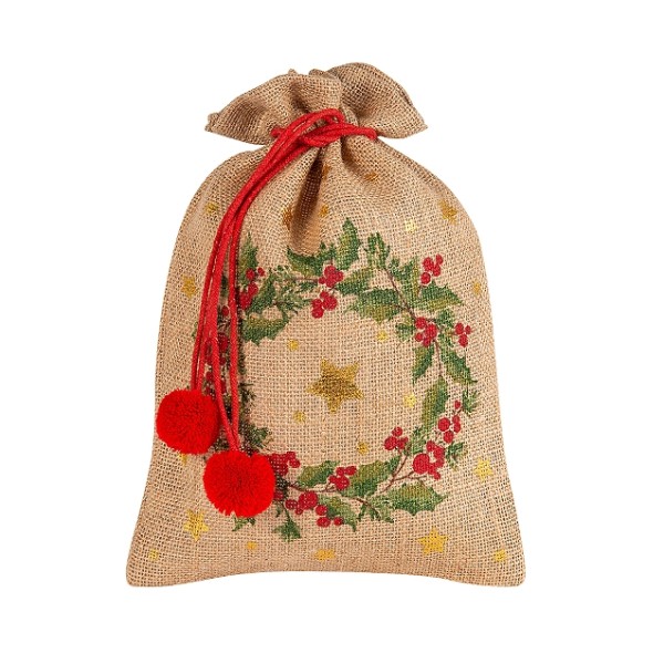 Geschenksäckchen Jute Kranz