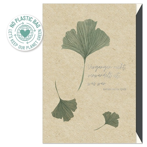 Klappkarte - Trauer Gingko Vergangen