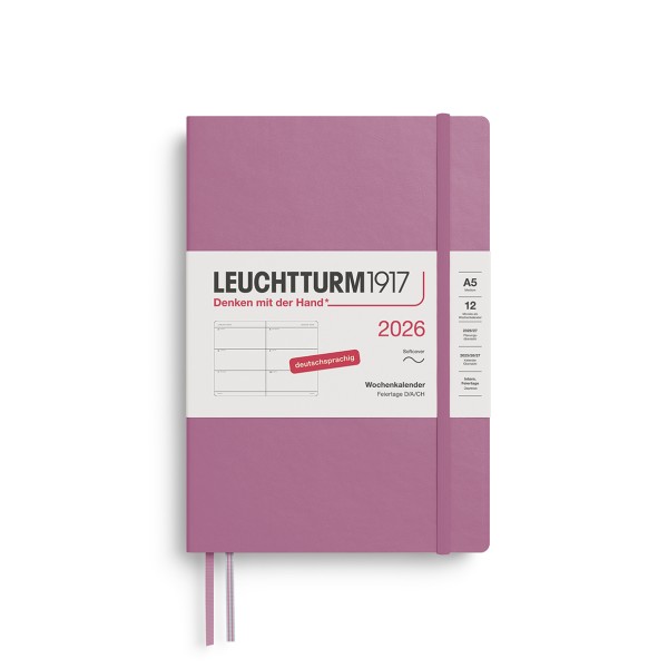 Wochenkalender & Notizbuch Medium A5 2026 dusty rose softcover