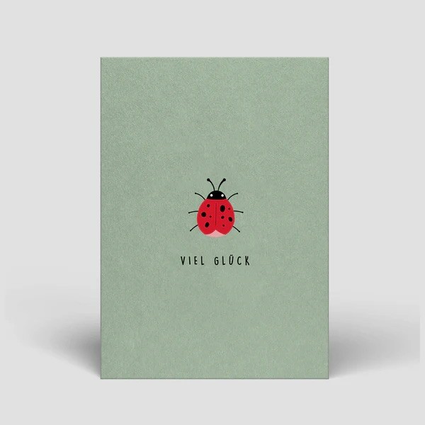 Postkarte Viel Glück Marienkäfer