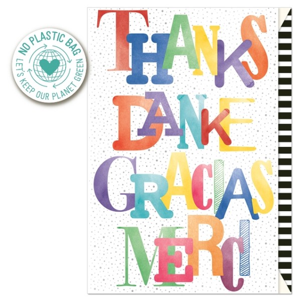 Klappkarte Danke bunt Typographie