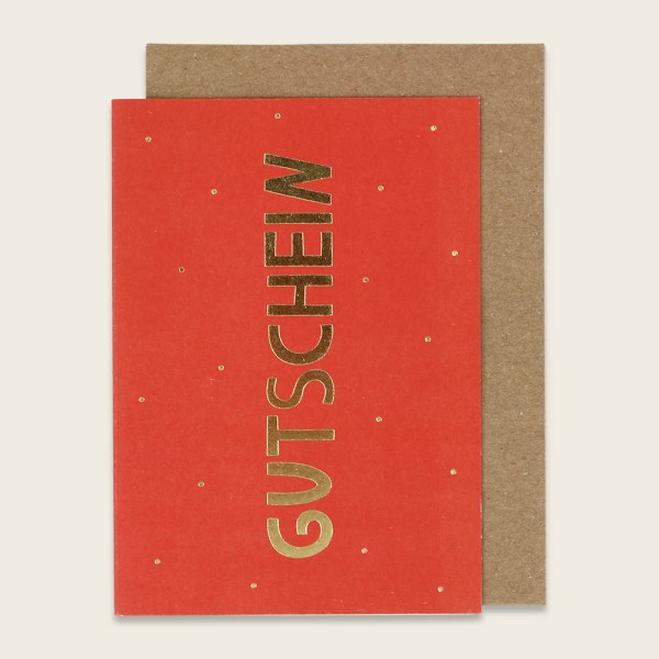 Klappkarte “Gutschein”- mit Goldfolie, rot