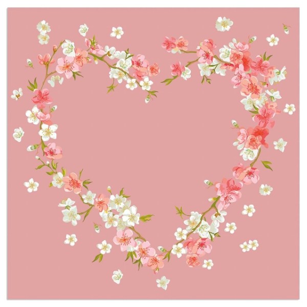 Servietten - Blütenherz - Rosenholz