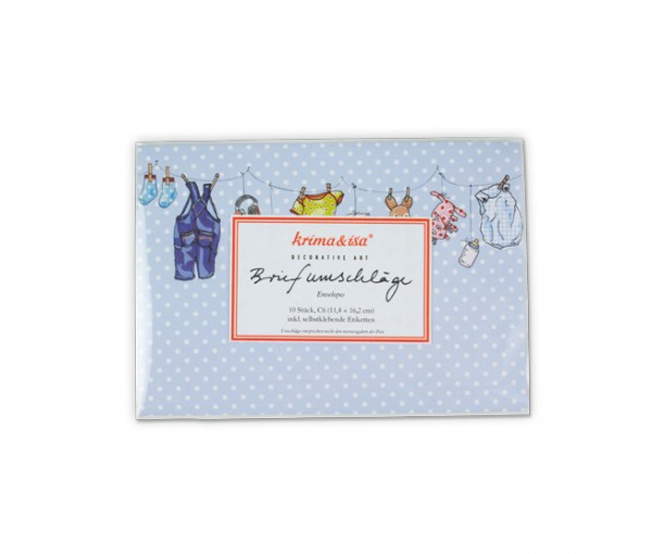 Briefumschlag Wäscheleine blau