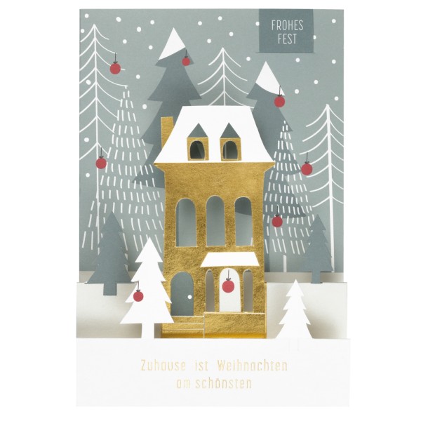 Karte - Weihnachtskartenhaus - "Zuhause ist Weihnachten am Schönsten"
