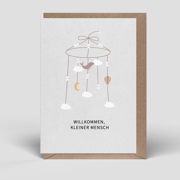 Klappkarte "Mobile zur Geburt"