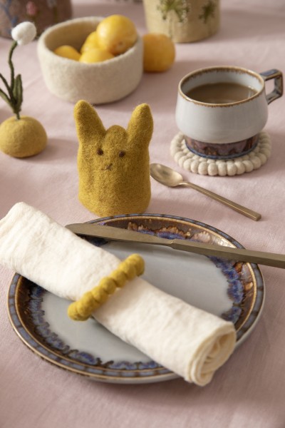 Filz ocker Eierwärmer - Hase