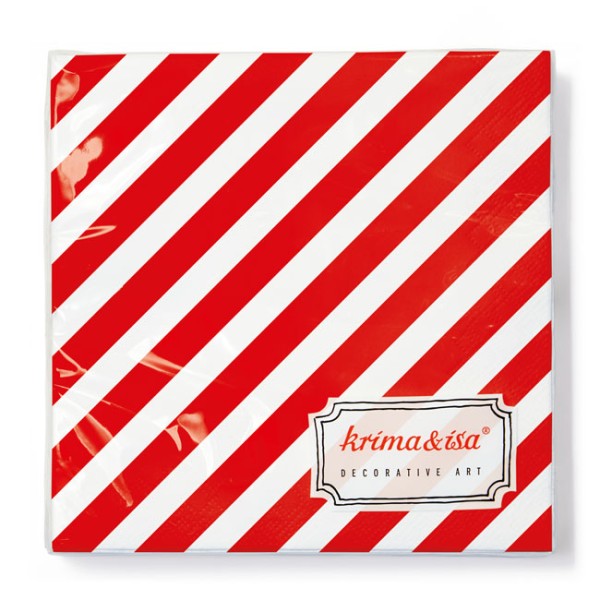 Serviette gestreift Zuckerstangen rot
