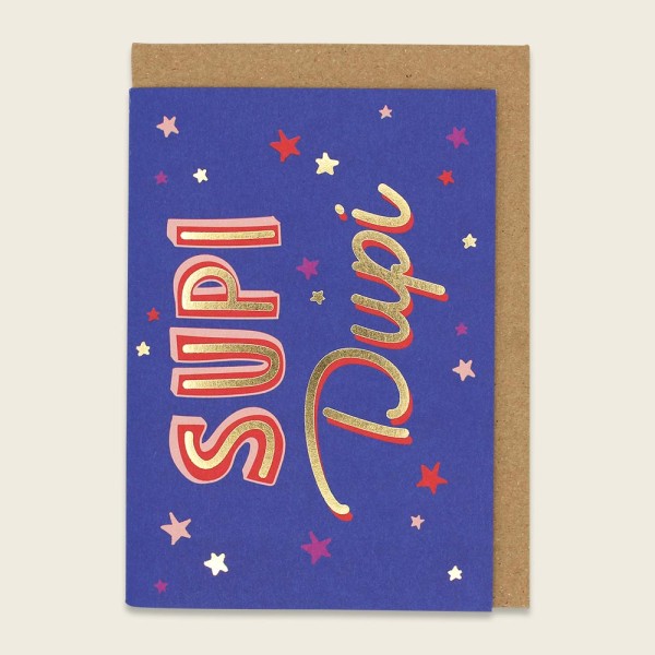 Klappkarte Supi Dupi mit Veredelung – blau