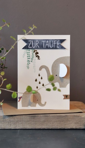 Zur Taufe Elefant Karte