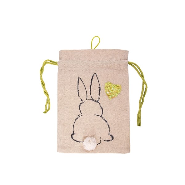 Geschenksack Baumwolle Häschen grünes Herz