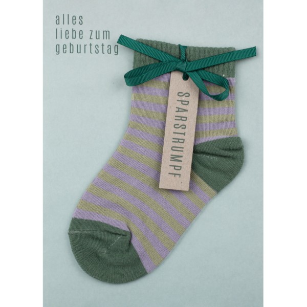 Karte - XL Sparstrumpfkarte "Alles Liebe zum Geburtstag"