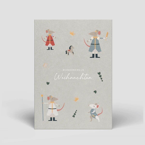 Postkarte Weihnachten - Mäuse